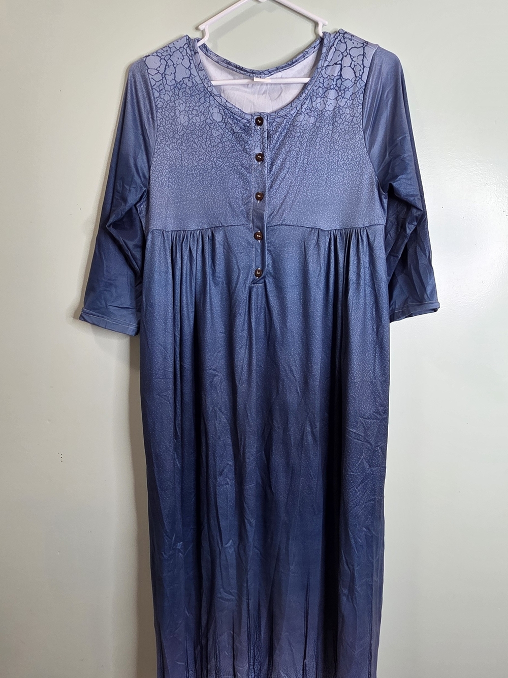 Soft Blue Long Sleeve Button-Front Maxi Dress